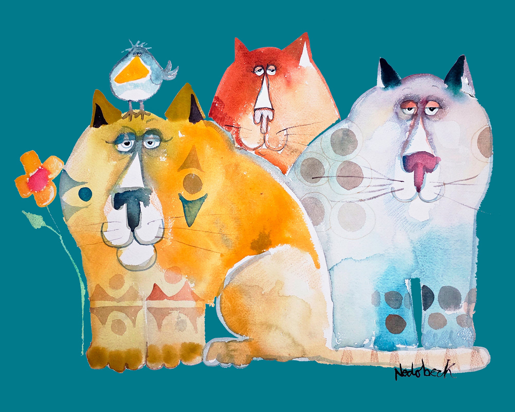 Three Cool Cats Notecard – Nedobeck