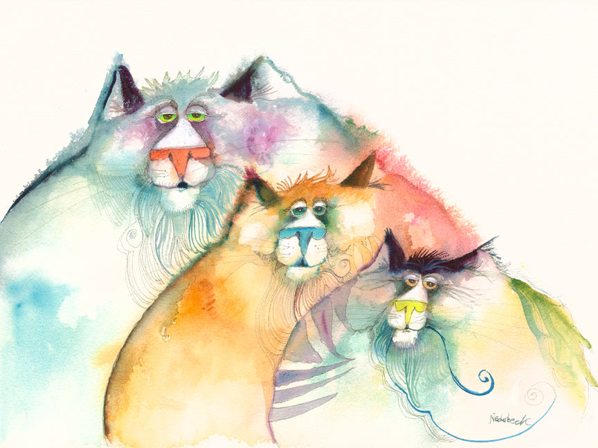 Three Water Color Cats 11